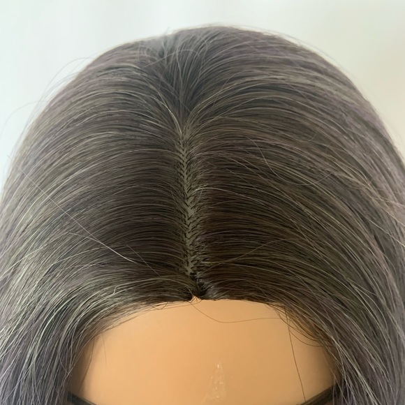 Long Gorgeous Plum Berry & Grey “Put On & Go” Synthetic Wig - Picture 3 of 9